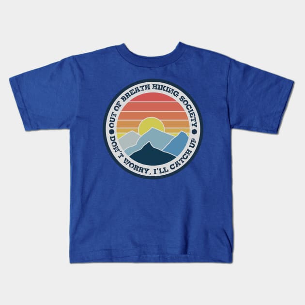 Out of Breath Hiking Society Round 2 Kids T-Shirt by capesandrollerskates 